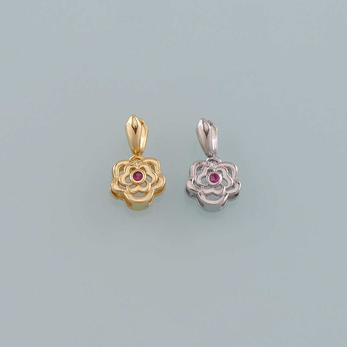 Gold Flower Charms,18K Gold Filled Flower Pendant,CZ Micro Pave Flower Charm Bracelet Necklace for DIY Jewelry Making Supply
