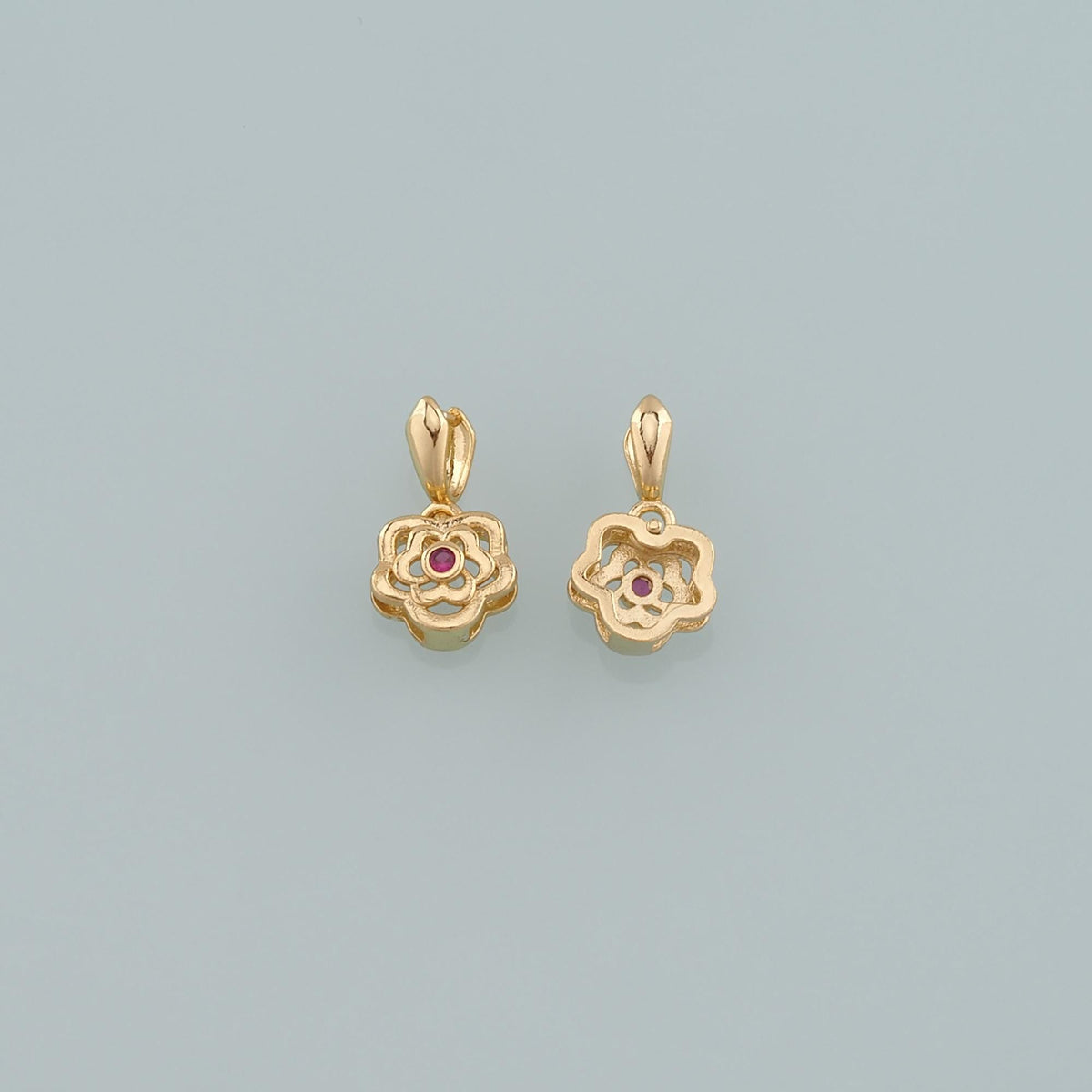 Gold Flower Charms,18K Gold Filled Flower Pendant,CZ Micro Pave Flower Charm Bracelet Necklace for DIY Jewelry Making Supply