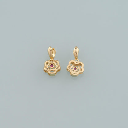 Gold Flower Charms,18K Gold Filled Flower Pendant,CZ Micro Pave Flower Charm Bracelet Necklace for DIY Jewelry Making Supply