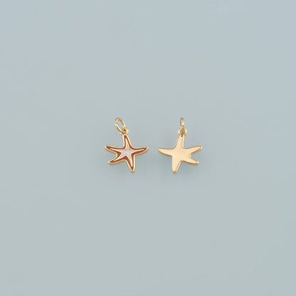 Gold Starfish Charms,18K Gold Filled Sea Star Pendant,Enamel Starfish Charm Bracelet Necklace for DIY Jewelry Making Supply