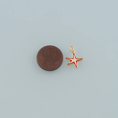 Gold Starfish Charms,18K Gold Filled Sea Star Pendant,Enamel Starfish Charm Bracelet Necklace for DIY Jewelry Making Supply