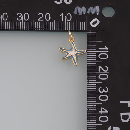 Gold Starfish Charms,18K Gold Filled Sea Star Pendant,Enamel Starfish Charm Bracelet Necklace for DIY Jewelry Making Supply