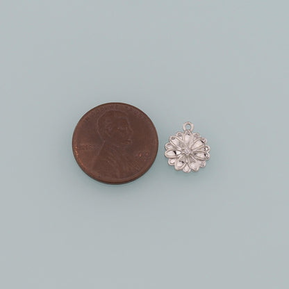 18K Gold Filled Flower CZ Charm Pendant for Jewelry Making