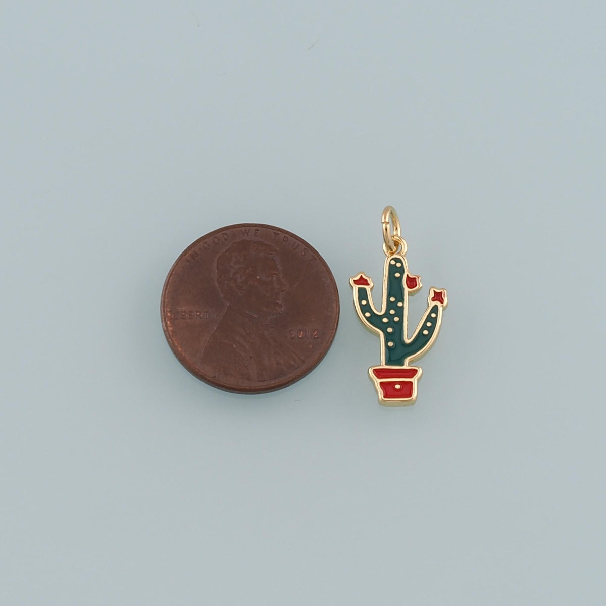 Gold Cactus Charms,18K Gold Filled Cactus Pendant,Enamel Desert Charm Bracelet Necklace for DIY Jewelry Making Supply