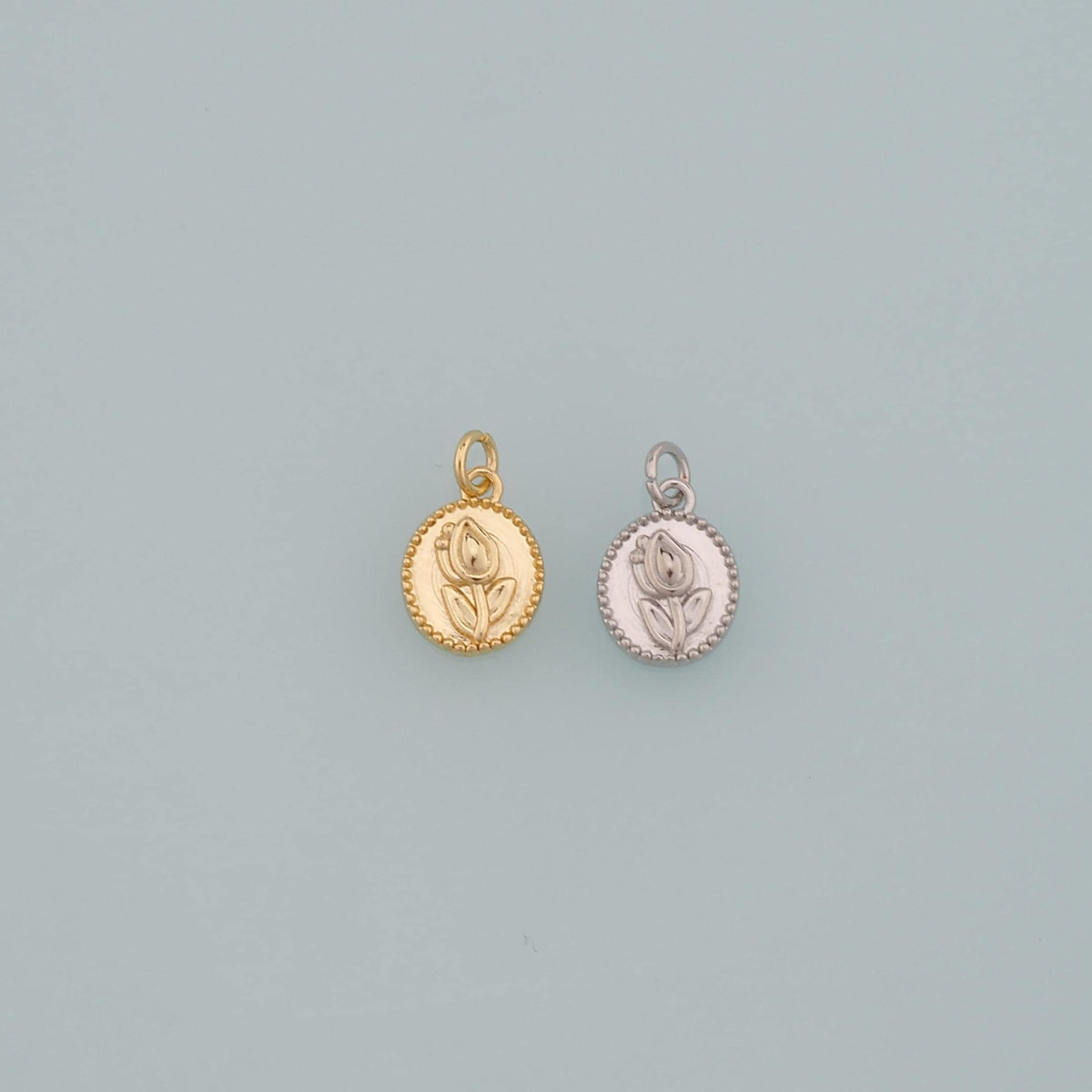 18K Gold Filled Tulip Pendant,Dainty Flower Charm Bracelet Necklace for DIY Jewelry Making Supply