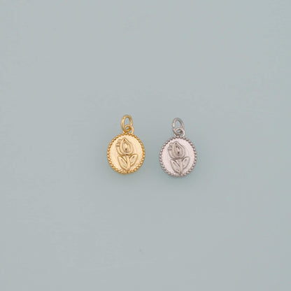 18K Gold Filled Tulip Pendant,Dainty Flower Charm Bracelet Necklace for DIY Jewelry Making Supply