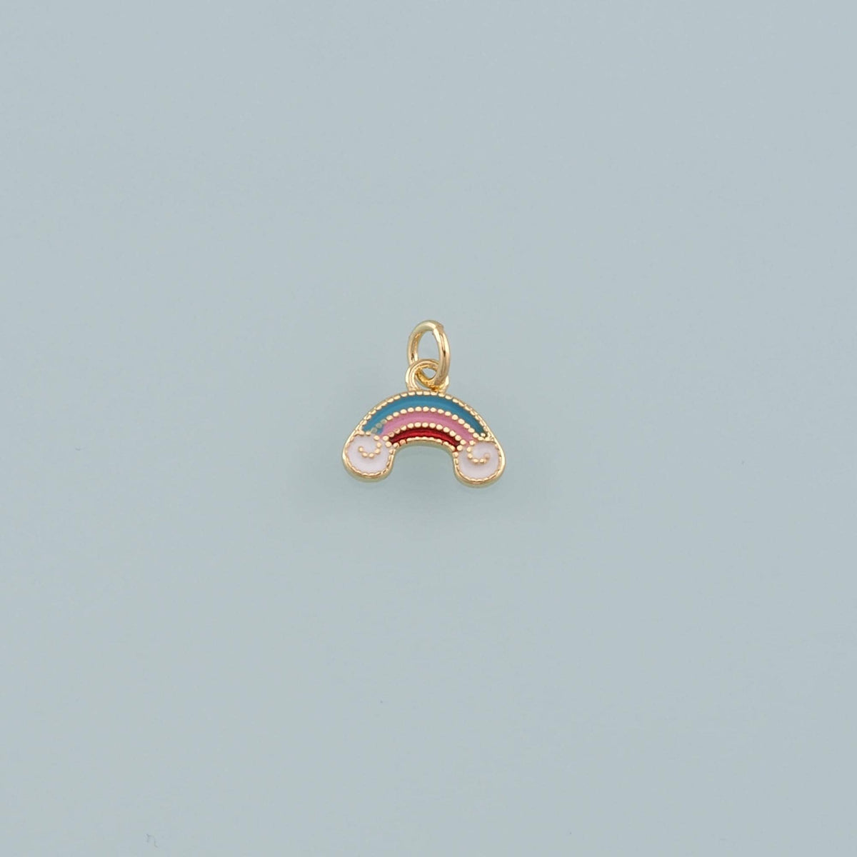 Gold Rainbow Charms,18K Gold Filled Rainbow Pendant,Enamel Clouds Charm Bracelet Necklace for DIY Jewelry Making Supply