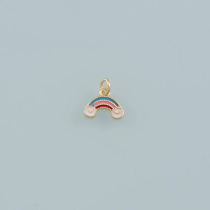 Gold Rainbow Charms,18K Gold Filled Rainbow Pendant,Enamel Clouds Charm Bracelet Necklace for DIY Jewelry Making Supply