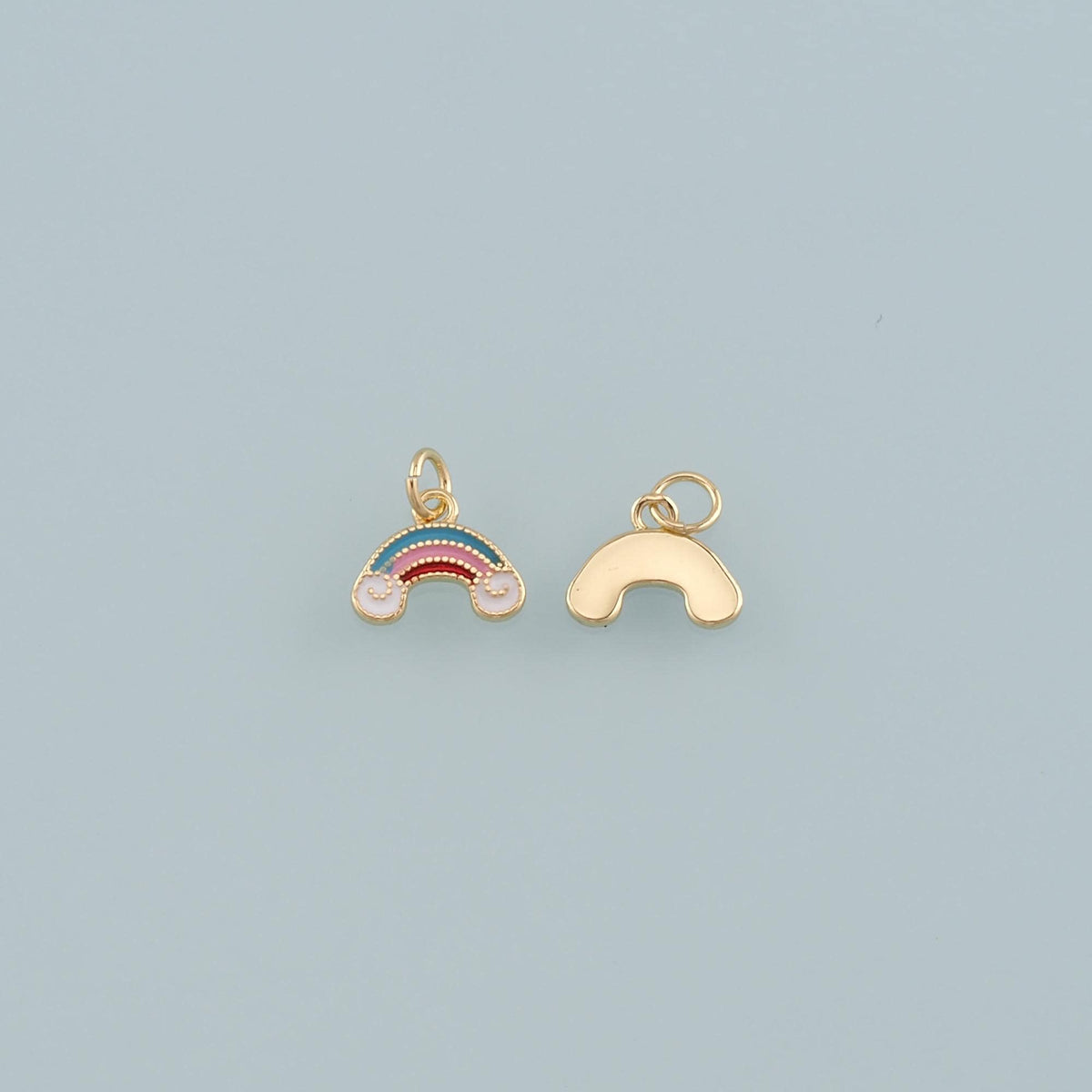 Gold Rainbow Charms,18K Gold Filled Rainbow Pendant,Enamel Clouds Charm Bracelet Necklace for DIY Jewelry Making Supply