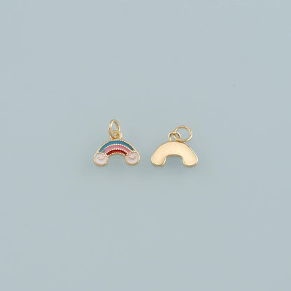 Gold Rainbow Charms,18K Gold Filled Rainbow Pendant,Enamel Clouds Charm Bracelet Necklace for DIY Jewelry Making Supply