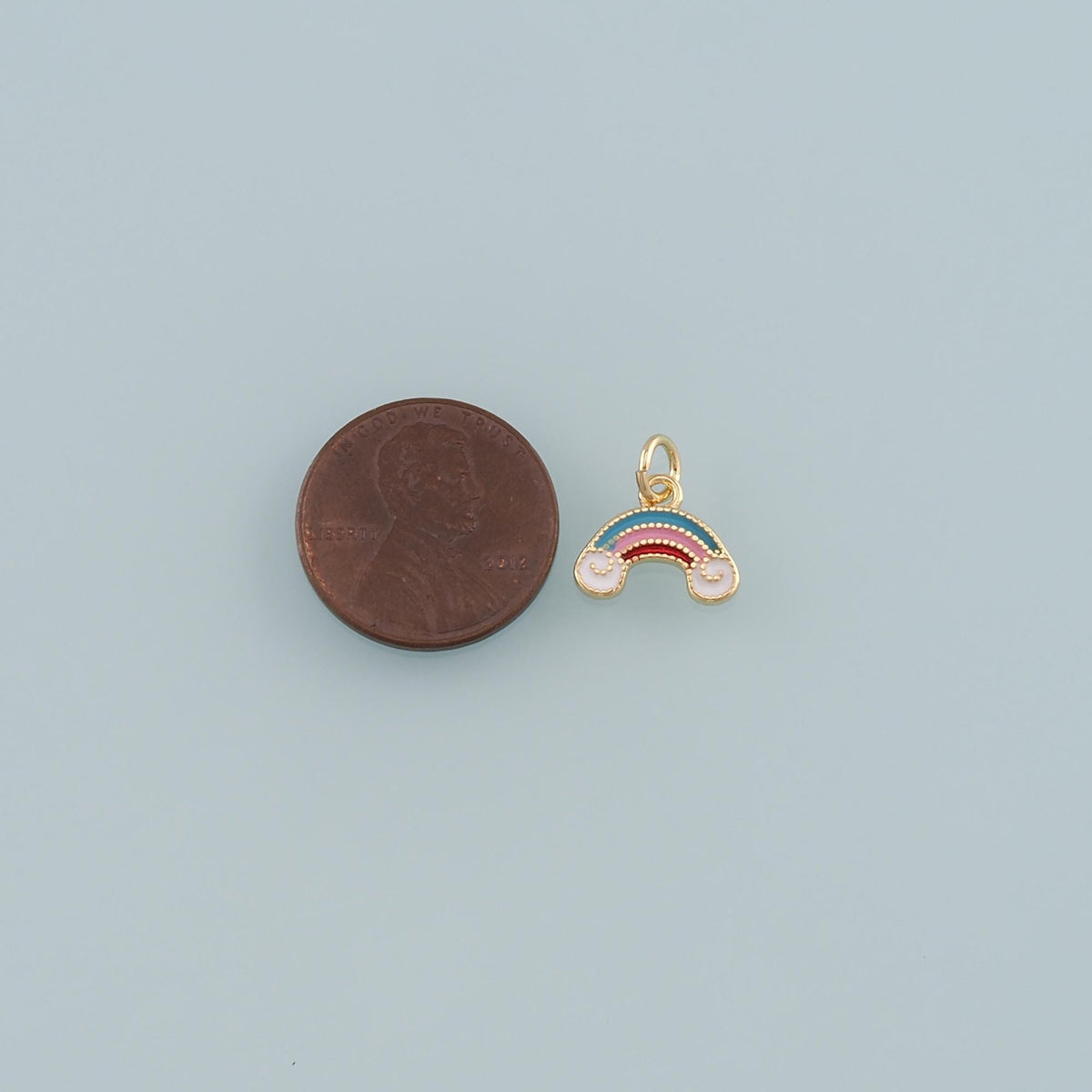 Gold Rainbow Charms,18K Gold Filled Rainbow Pendant,Enamel Clouds Charm Bracelet Necklace for DIY Jewelry Making Supply