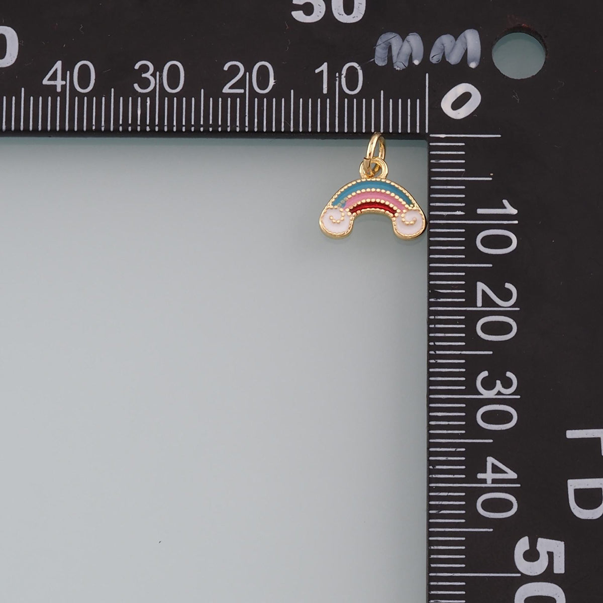 Gold Rainbow Charms,18K Gold Filled Rainbow Pendant,Enamel Clouds Charm Bracelet Necklace for DIY Jewelry Making Supply