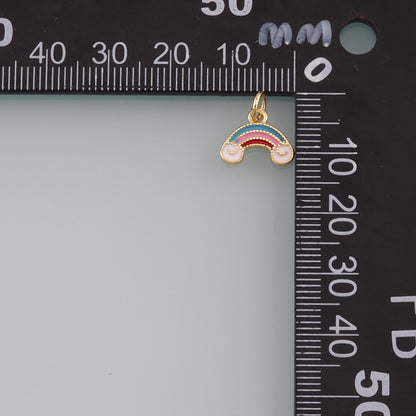 Gold Rainbow Charms,18K Gold Filled Rainbow Pendant,Enamel Clouds Charm Bracelet Necklace for DIY Jewelry Making Supply