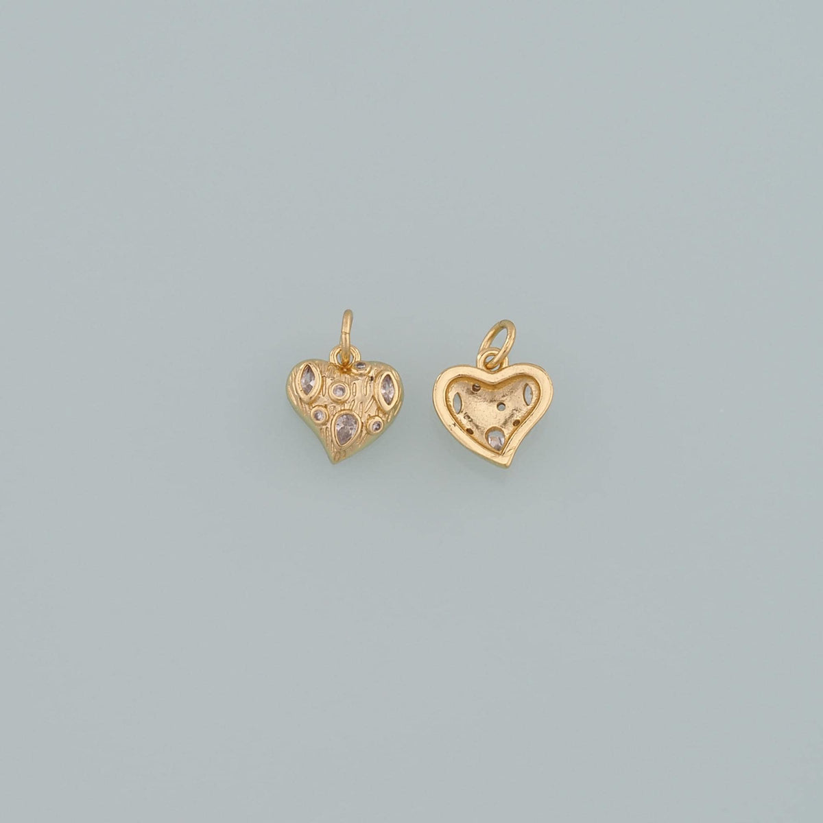 Gold Heart Charms,18K Gold Filled Heart Pendant,CZ Micro Pave Heart Charm Bracelet Necklace for DIY Jewelry Making Supply