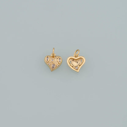 Gold Heart Charms,18K Gold Filled Heart Pendant,CZ Micro Pave Heart Charm Bracelet Necklace for DIY Jewelry Making Supply