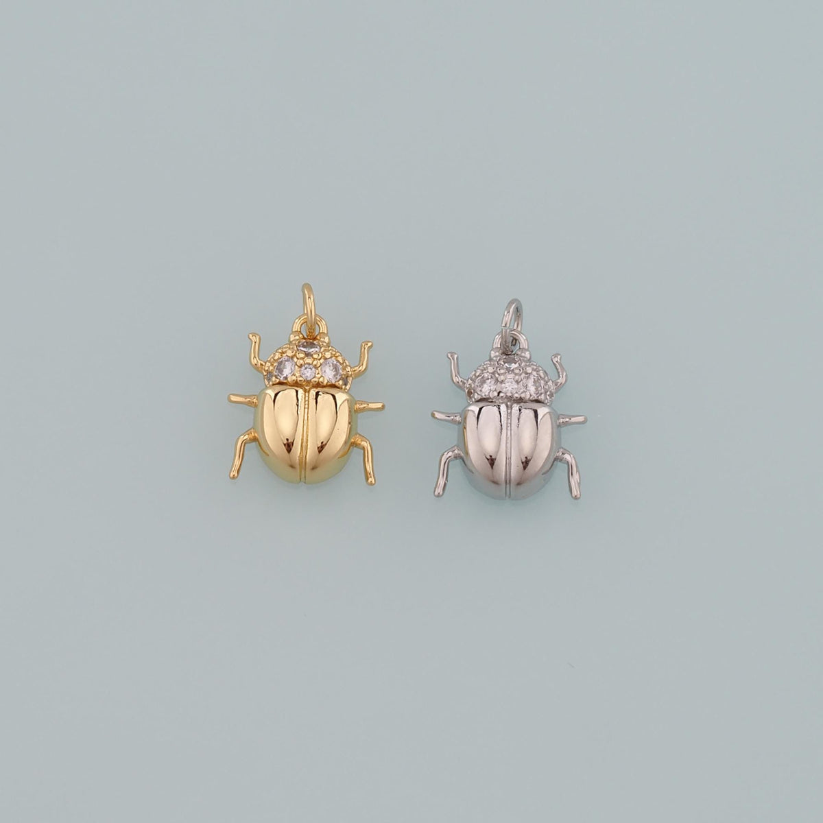 Gold Beetle Charms,18K Gold Filled Beetle Pendant,CZ Micro Pave Insect Charm Bracelet Necklace for DIY Jewelry Making Supply