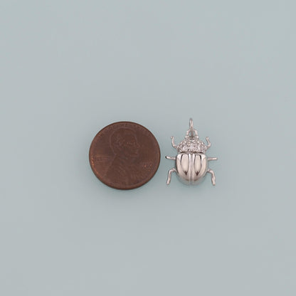 Gold Beetle Charms,18K Gold Filled Beetle Pendant,CZ Micro Pave Insect Charm Bracelet Necklace for DIY Jewelry Making Supply