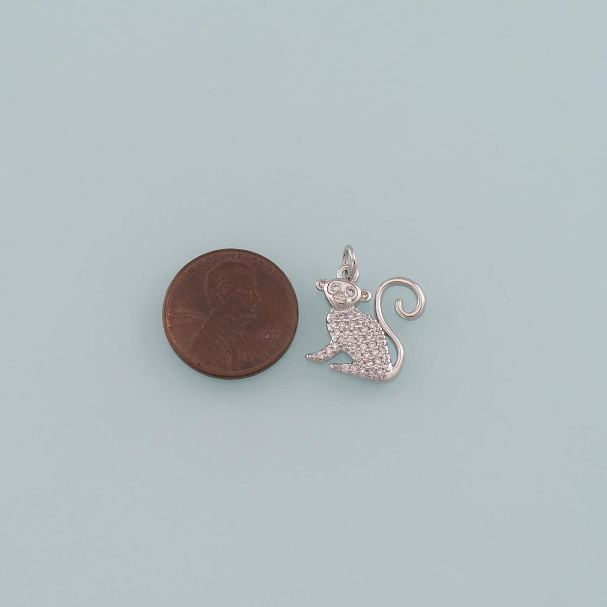 Gold Zoo Charms,18K Gold Filled Monkey Pendant,CZ Micro Pave Monkey Charm Bracelet Necklace for DIY Jewelry Making Supply