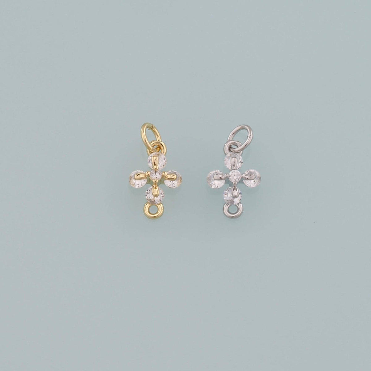 Gold Cross Charms,18K Gold Filled Cross Pendant,CZ Micro Pave Religion Charm Bracelet Necklace for DIY Jewelry Making Supply