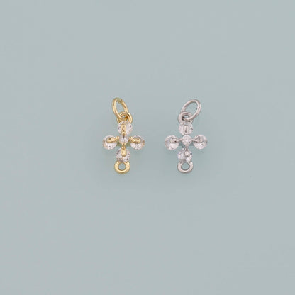 Gold Cross Charms,18K Gold Filled Cross Pendant,CZ Micro Pave Religion Charm Bracelet Necklace for DIY Jewelry Making Supply
