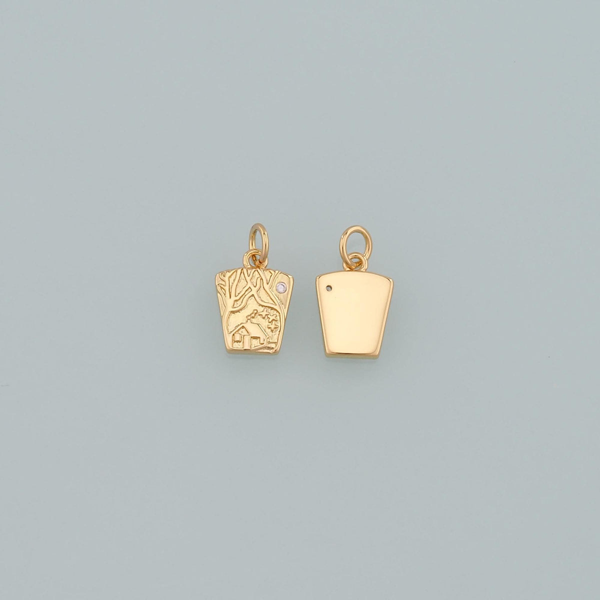 18K Gold Filled Cabin Pendant,Cabin Charm Bracelet Necklace for DIY Jewelry Making Supply