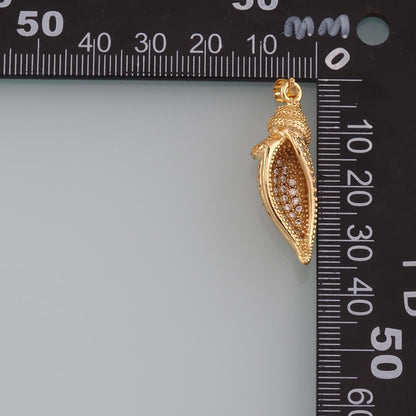 Gold Shell Charms,18K Gold Filled Conch Pendant,CZ Micro Pave Conch Shell Charm Bracelet Necklace for DIY Jewelry Making Supp