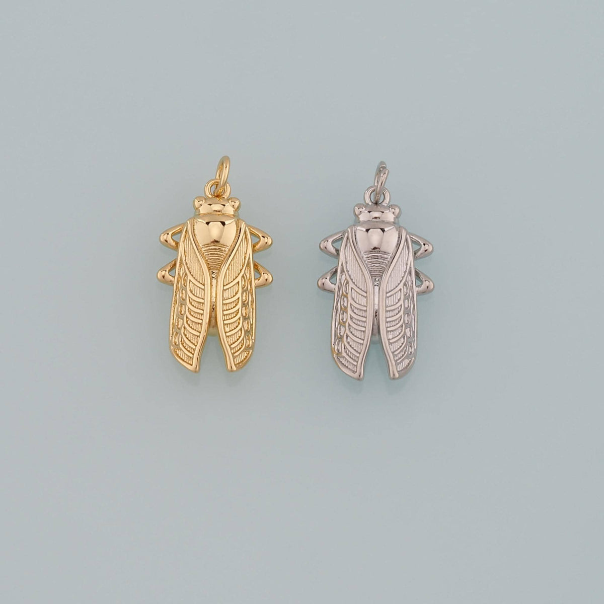 Gold Insect Charms,18K Gold Filled Cicada Pendant,Cicada Charm Bracelet Necklace for DIY Jewelry Making Supply