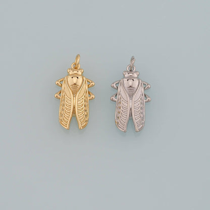 Gold Insect Charms,18K Gold Filled Cicada Pendant,Cicada Charm Bracelet Necklace for DIY Jewelry Making Supply