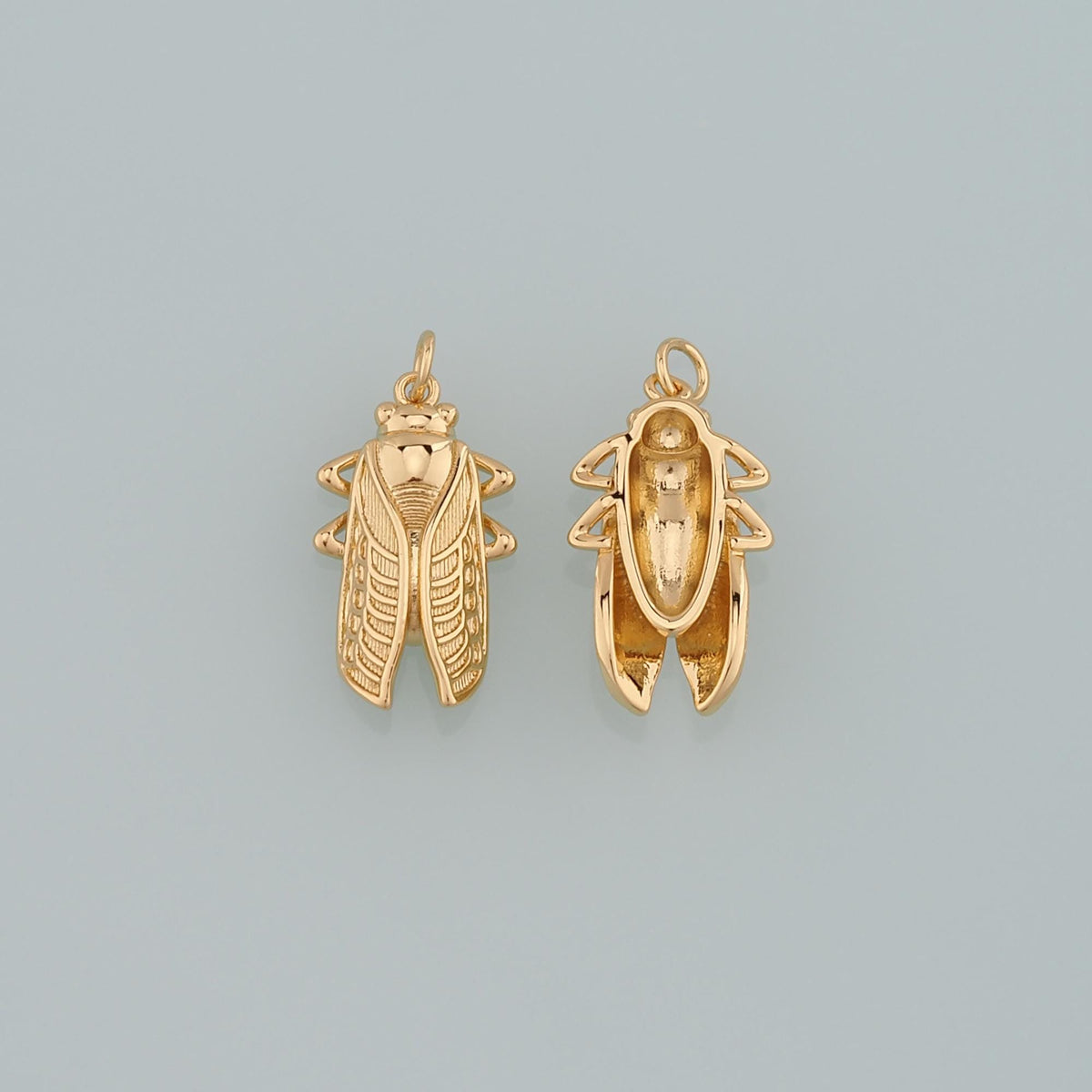 Gold Insect Charms,18K Gold Filled Cicada Pendant,Cicada Charm Bracelet Necklace for DIY Jewelry Making Supply