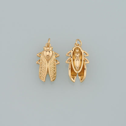 Gold Insect Charms,18K Gold Filled Cicada Pendant,Cicada Charm Bracelet Necklace for DIY Jewelry Making Supply
