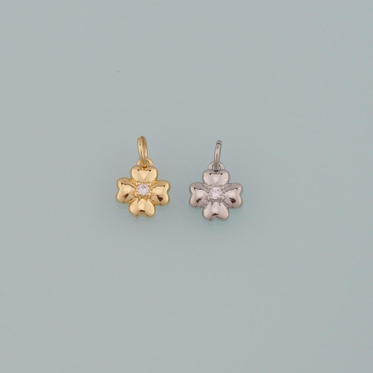 Gold Flower Charms,18K Gold Filled Flower Pendant,CZ Micro Pave Flower Charm Bracelet Necklace for DIY Jewelry Making Supply