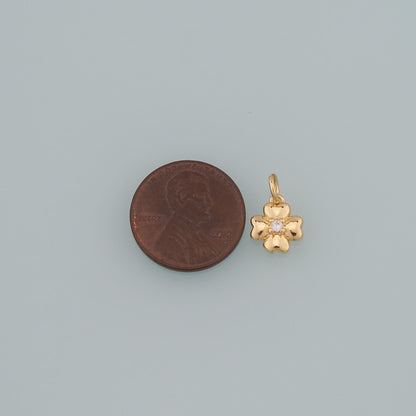 Gold Flower Charms,18K Gold Filled Flower Pendant,CZ Micro Pave Flower Charm Bracelet Necklace for DIY Jewelry Making Supply
