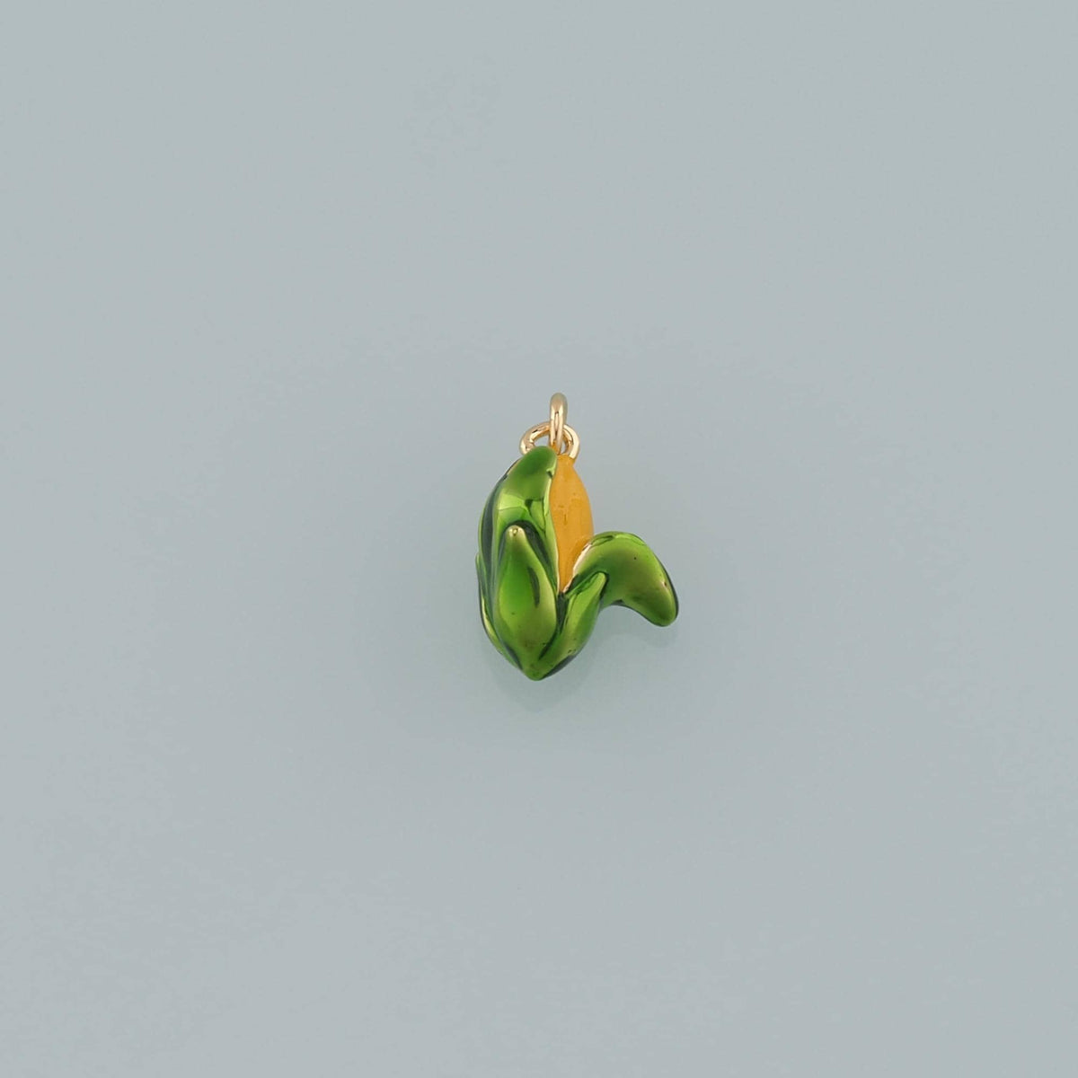 Gold Vegetable Charms,18K Gold Filled Corn Pendant,Enamel Corn Charm Bracelet Necklace for DIY Jewelry Making Supply
