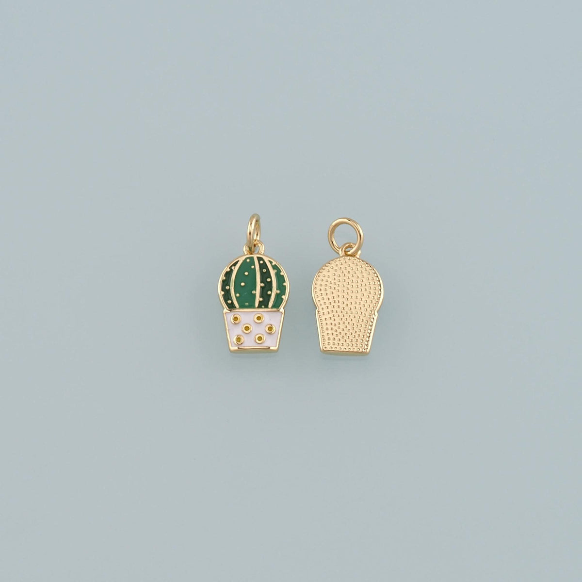 Gold Cactus Charms,18K Gold Filled Cactus Pendant,Enamel Desert Charm Bracelet Necklace for DIY Jewelry Making Supply