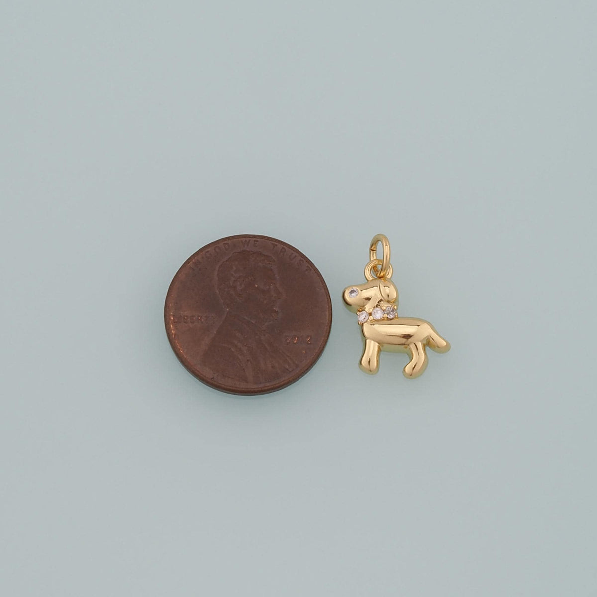 18K Gold Filled Cubic Zirconia Dog Charm Pendant for Jewelry Making