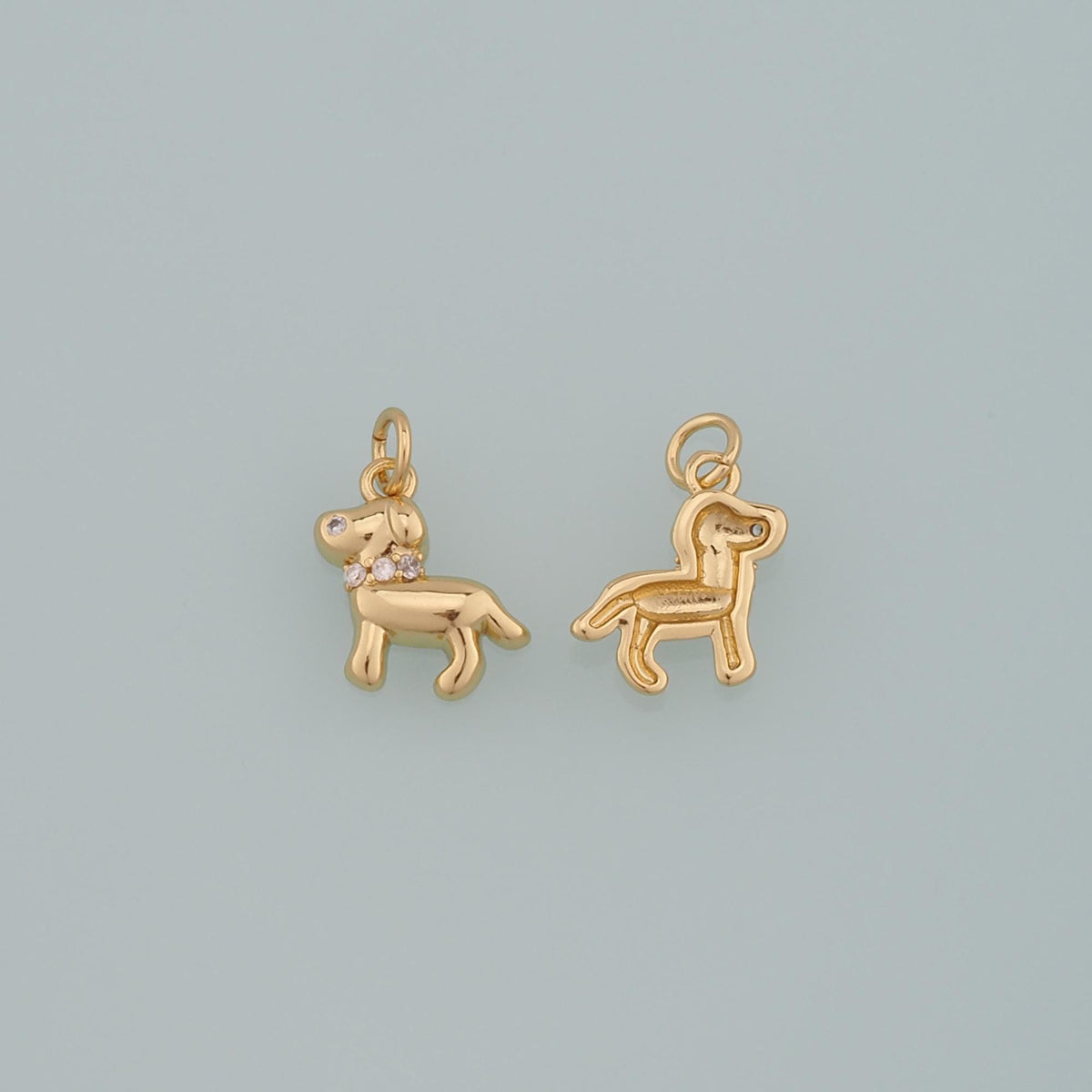 18K Gold Filled Cubic Zirconia Dog Charm Pendant for Jewelry Making
