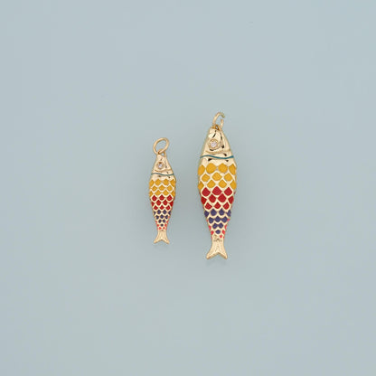18K Gold Filled Fish Enamel Charm Pendant for Jewelry Making