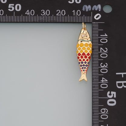 18K Gold Filled Fish Enamel Charm Pendant for Jewelry Making