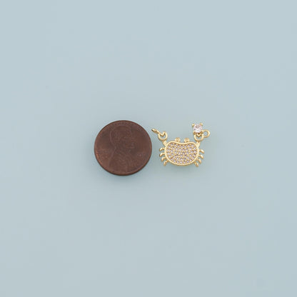 Gold Marine Life Charms,18K Gold Filled Crab Pendant,CZ Micro Pave Crab Charms Bracelet Necklace for DIY Jewelry Making Suppl