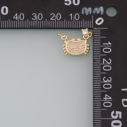 Gold Marine Life Charms,18K Gold Filled Crab Pendant,CZ Micro Pave Crab Charms Bracelet Necklace for DIY Jewelry Making Suppl
