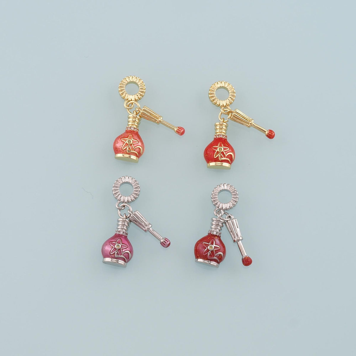 Gold Manicure Charms,18K Gold Filled Nail Polish Pendant,Enamel Nail Polish Charm Bracelet Necklace for DIY Jewelry Making Su