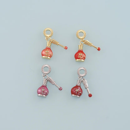 Gold Manicure Charms,18K Gold Filled Nail Polish Pendant,Enamel Nail Polish Charm Bracelet Necklace for DIY Jewelry Making Su