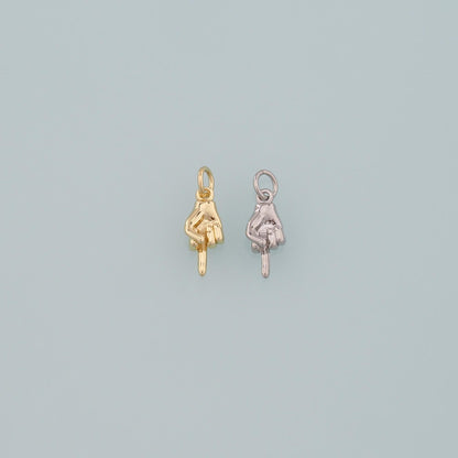 Gold Hand Charms,18K Gold Filled Gesture Pendant,Middle finger Hand Charm Bracelet Necklace for DIY Jewelry Making Supply