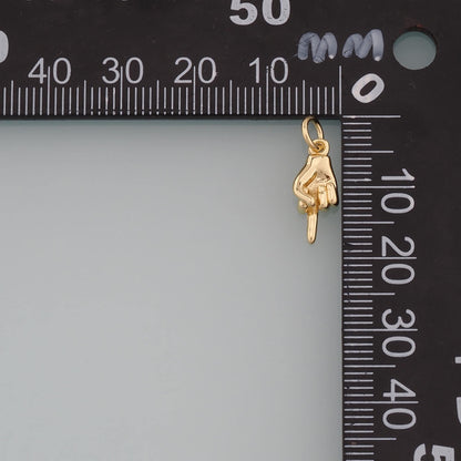 Gold Hand Charms,18K Gold Filled Gesture Pendant,Middle finger Hand Charm Bracelet Necklace for DIY Jewelry Making Supply