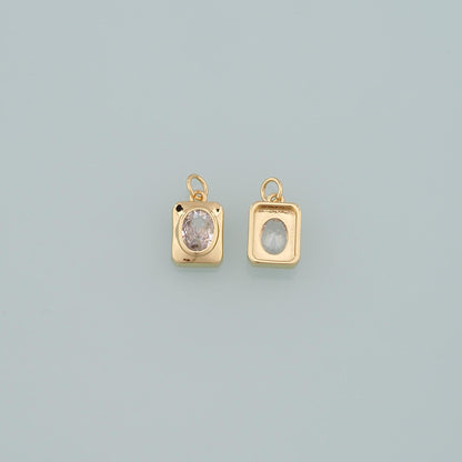 18K Gold Filled Rectangle Pendant,Dainty Rectangle Charm Bracelet Necklace for DIY Jewelry Making Supply