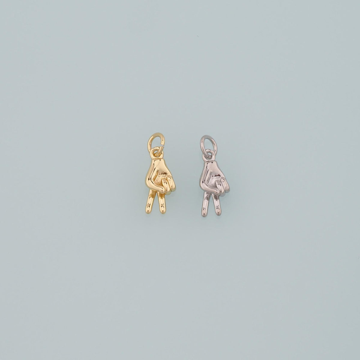 Gold Hand Charms,18K Gold Filled Gesture Pendant,Hand Charm Bracelet Necklace for DIY Jewelry Making Supply