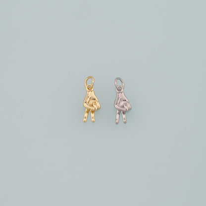 Gold Hand Charms,18K Gold Filled Gesture Pendant,Hand Charm Bracelet Necklace for DIY Jewelry Making Supply