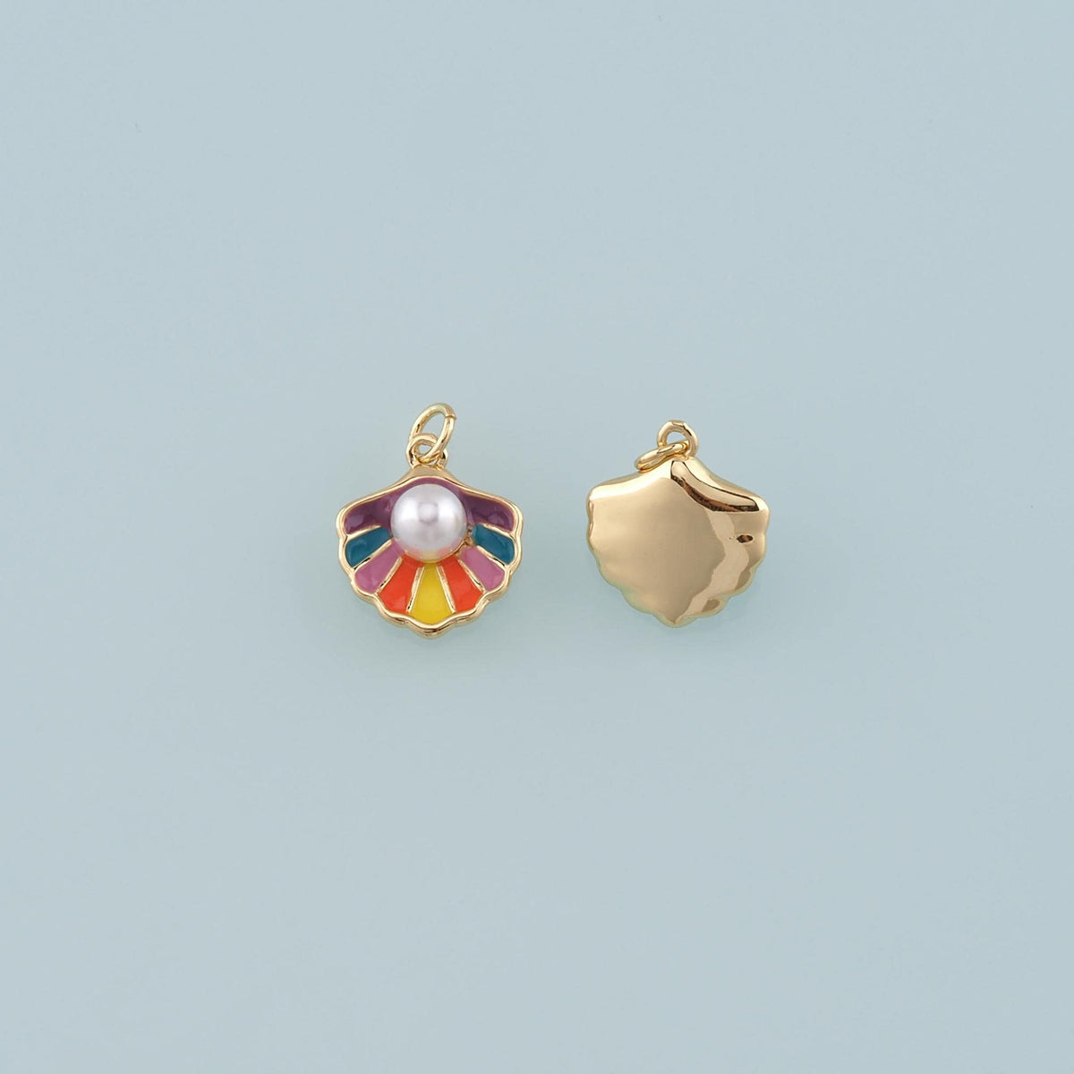 Gold Shell Charms,18K Gold Filled Pearl Scallop Pendant,Enamel Conch Shell Charm Bracelet Necklace for DIY Jewelry Making Sup