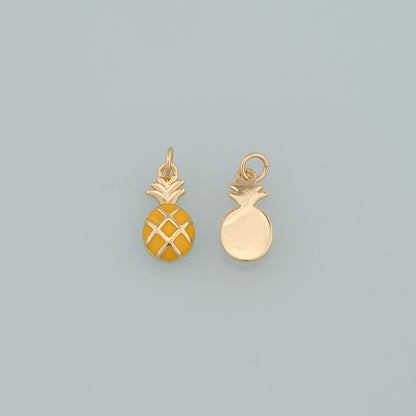 Gold Pineapple Charms,18K Gold Filled Pineapple Pendant,Enamel Fruit Charm Bracelet Necklace for DIY Jewelry Making Supply