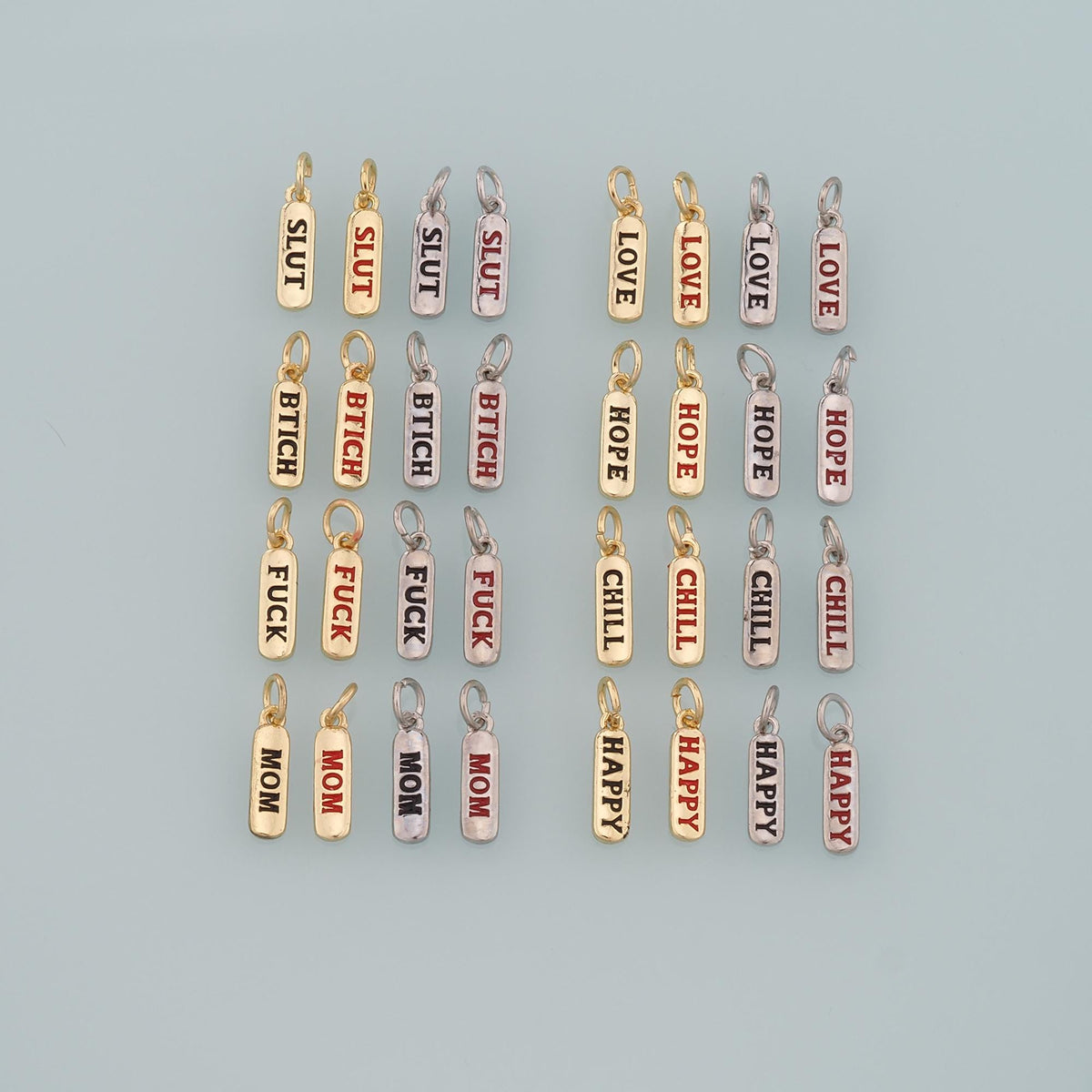 18K Gold Filled Rectangle Pendant,Enamel Rectangle Charm Bracelet Necklace for DIY Jewelry Making Supply